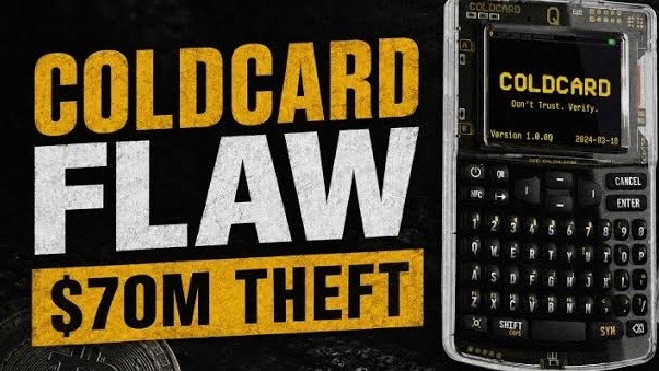 ثغرة في محفظة Coldcard تؤدي إلى سرقة 70 مليون دولار من البيتكوين خلال 41 دقيقة